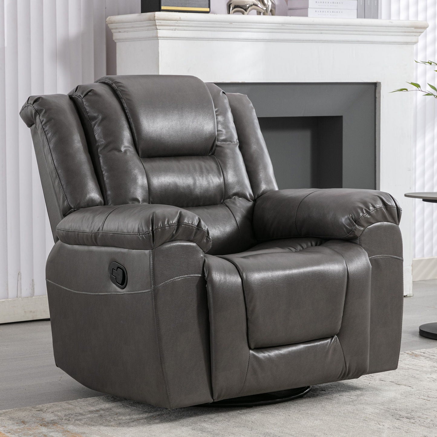 360° Swivel And Rocking Home Theater Recliner Manual Recliner Chair With Wide Armrest For Living Room Hearth and Haven