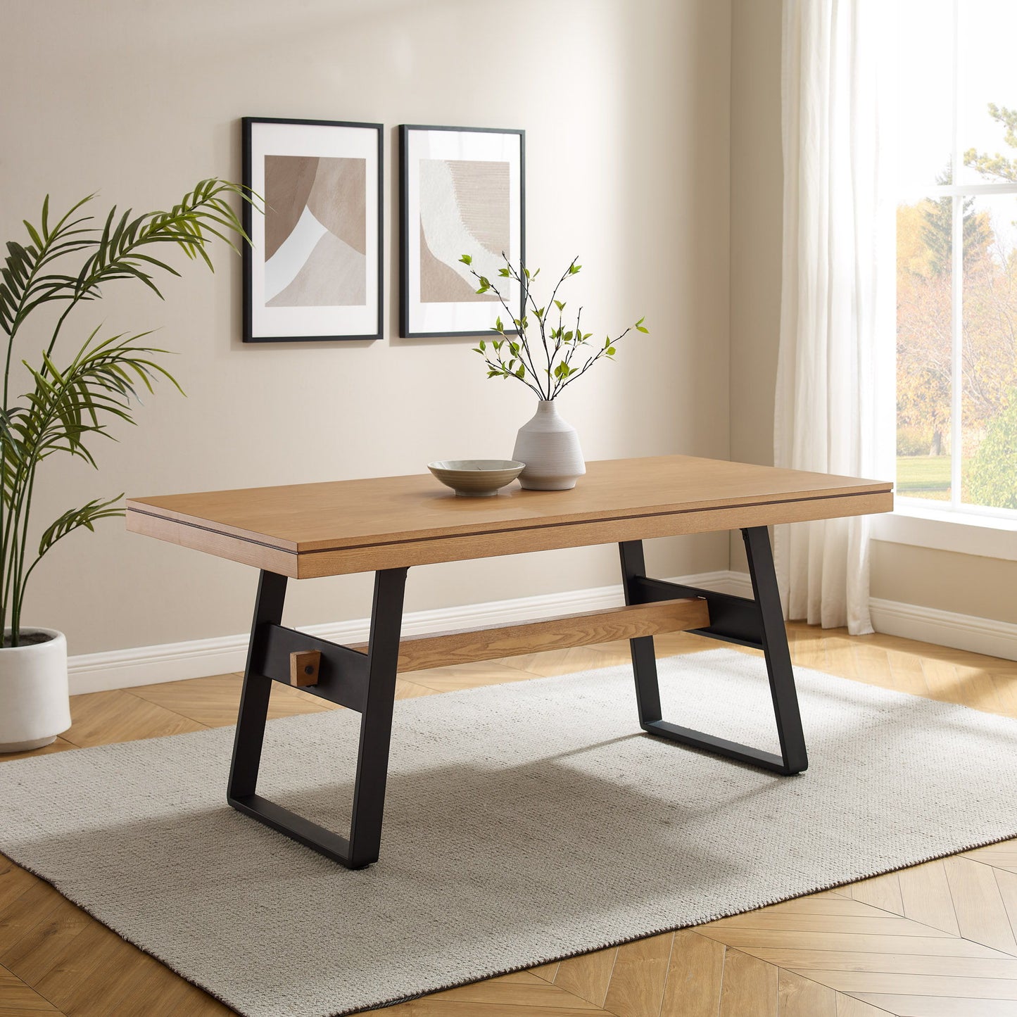 Modern Industrial Large Dining Table Walker Edison