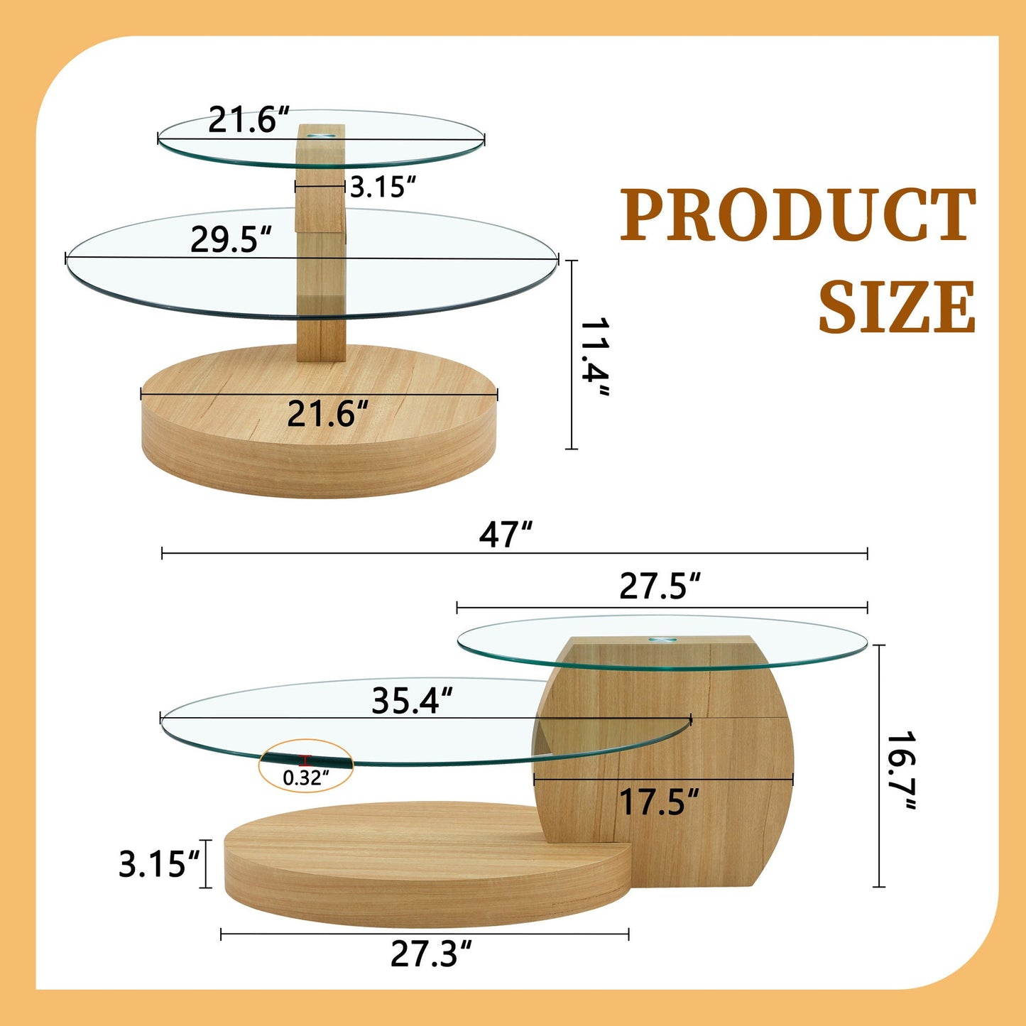 Contemporary Artistic Double Layer Coffee Table Home Essentials