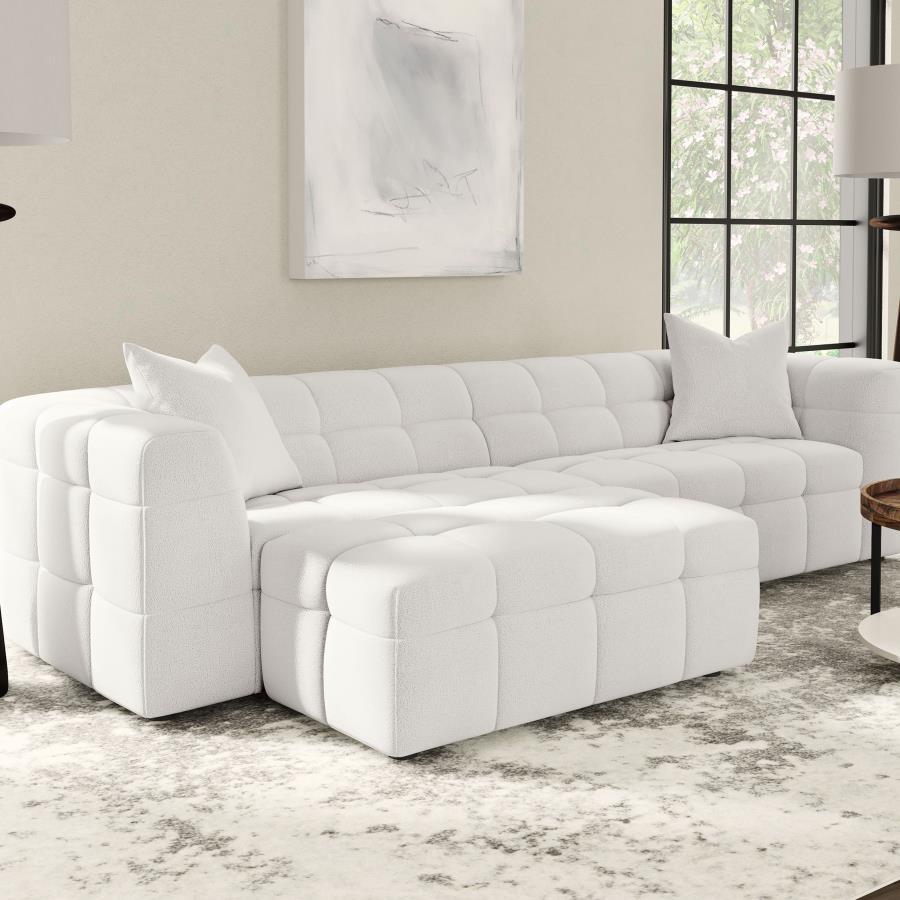 Everly - Boucle Upholstered Rectangular Ottoman - White Coaster Fine Furniture