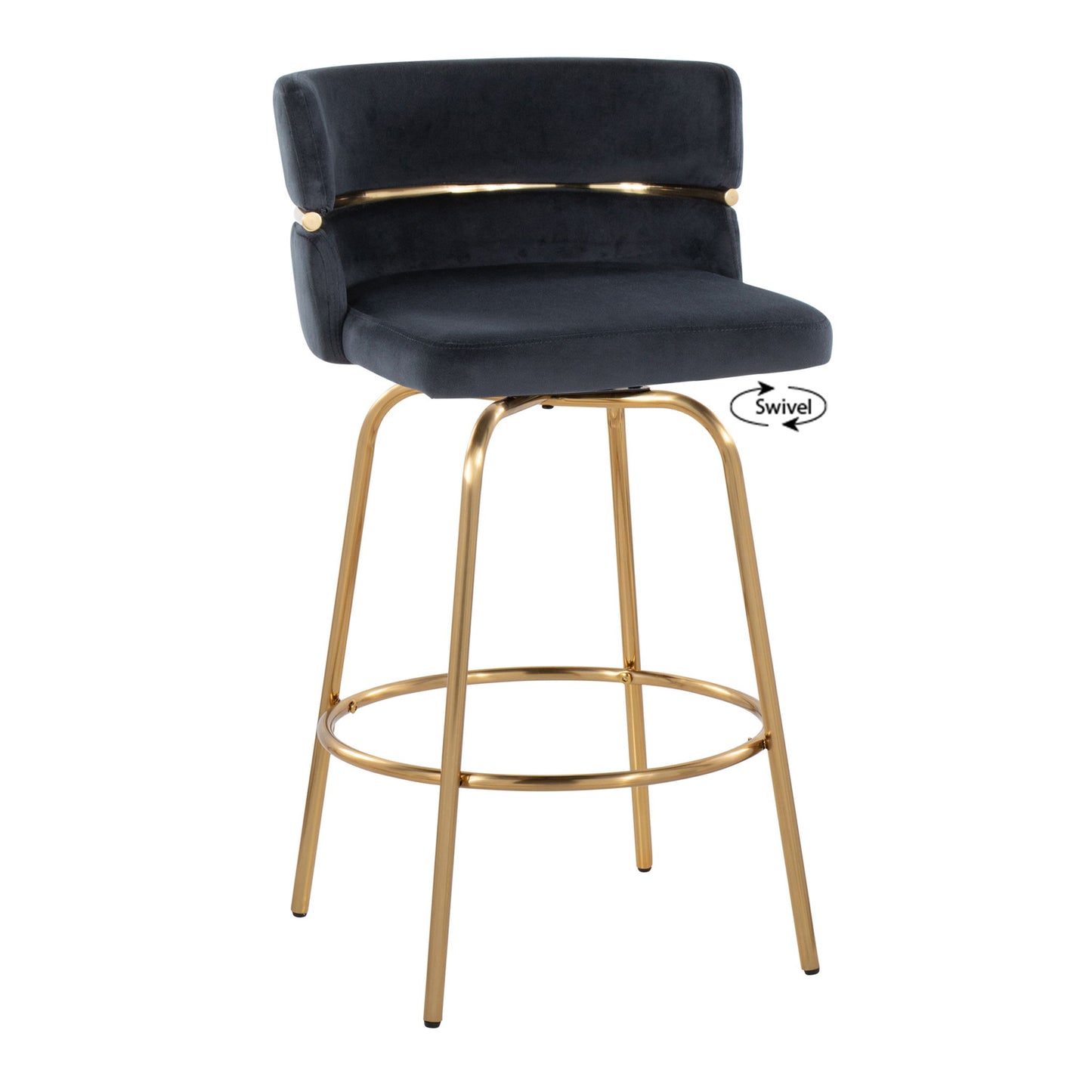 Cinch - Glam / Art Deco Fixed Height Counter Stool With Swivel With Round Footrest (Set of 2) Lumi Source