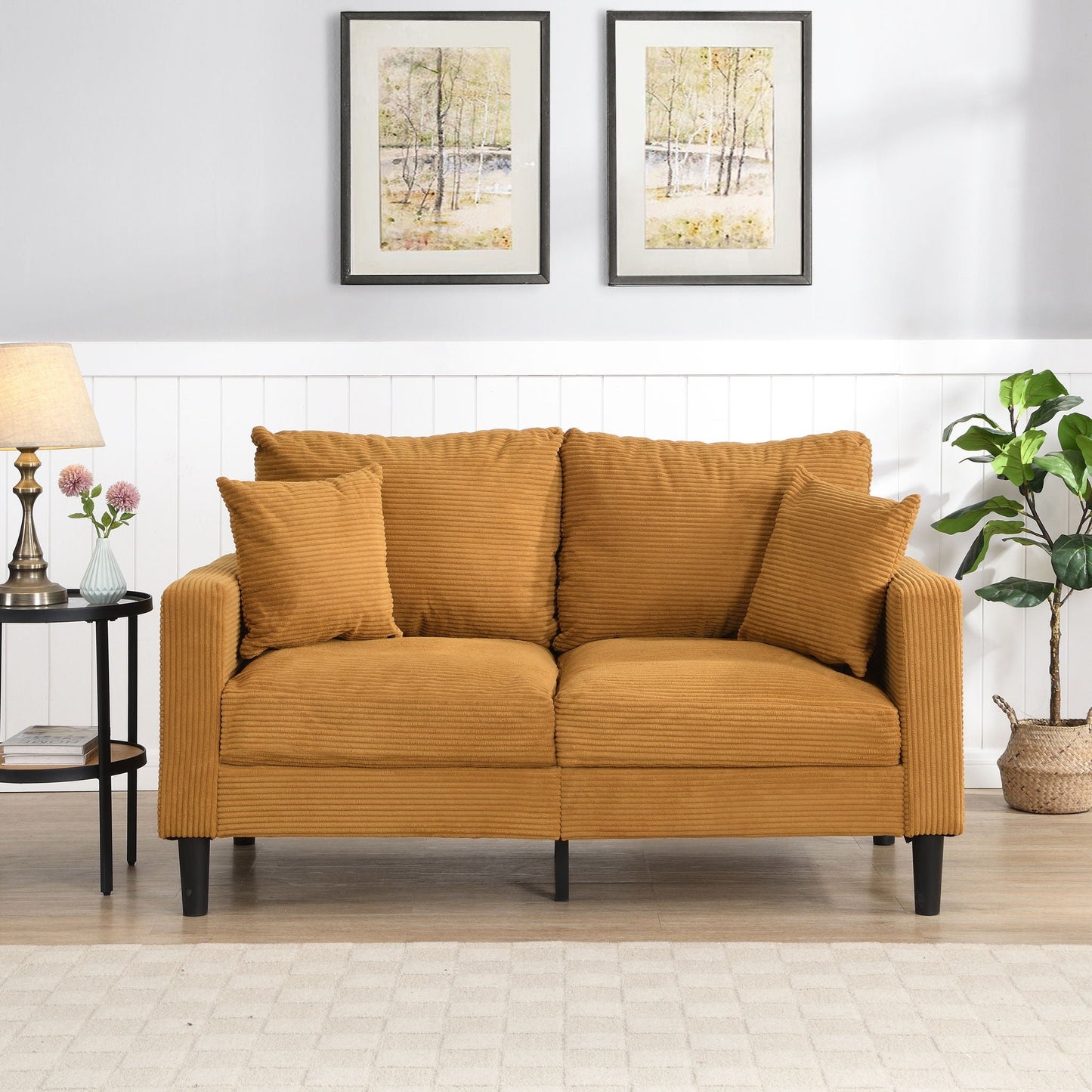 High Resilience Loveseat Sofa With Wooden Frame Home Essentials