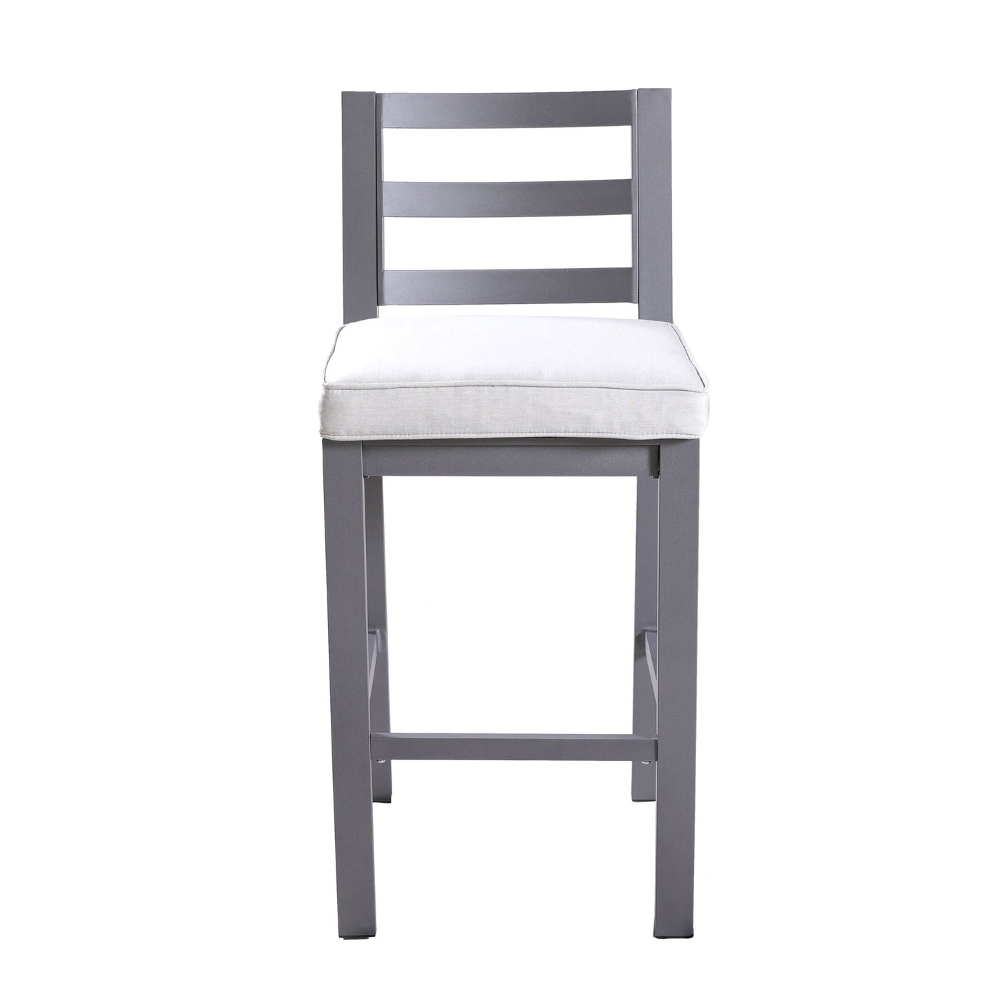 Outdoor Armless Aluminum Barstools With Cushion (Set of 2) - Pewter Home Essentials