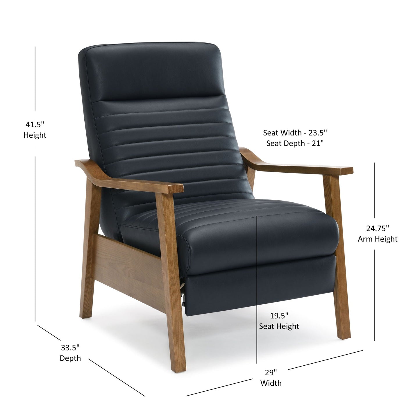 Asher - Modern Push Back Recliner With Wood Arms Home Essentials