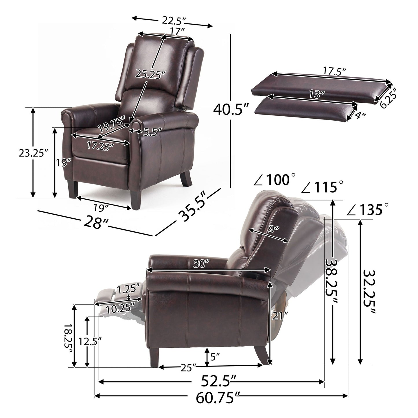 Memphis - Standard Recliner Club Chair - Burgundy Noble House