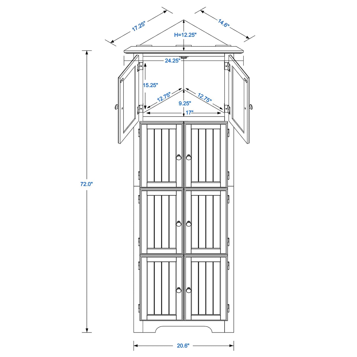 Tall Storage Cabinet With Doors And 4 Shelves For Living Room, Kitchen, Office, Bedroom, Bathroom, Modern Home Essentials