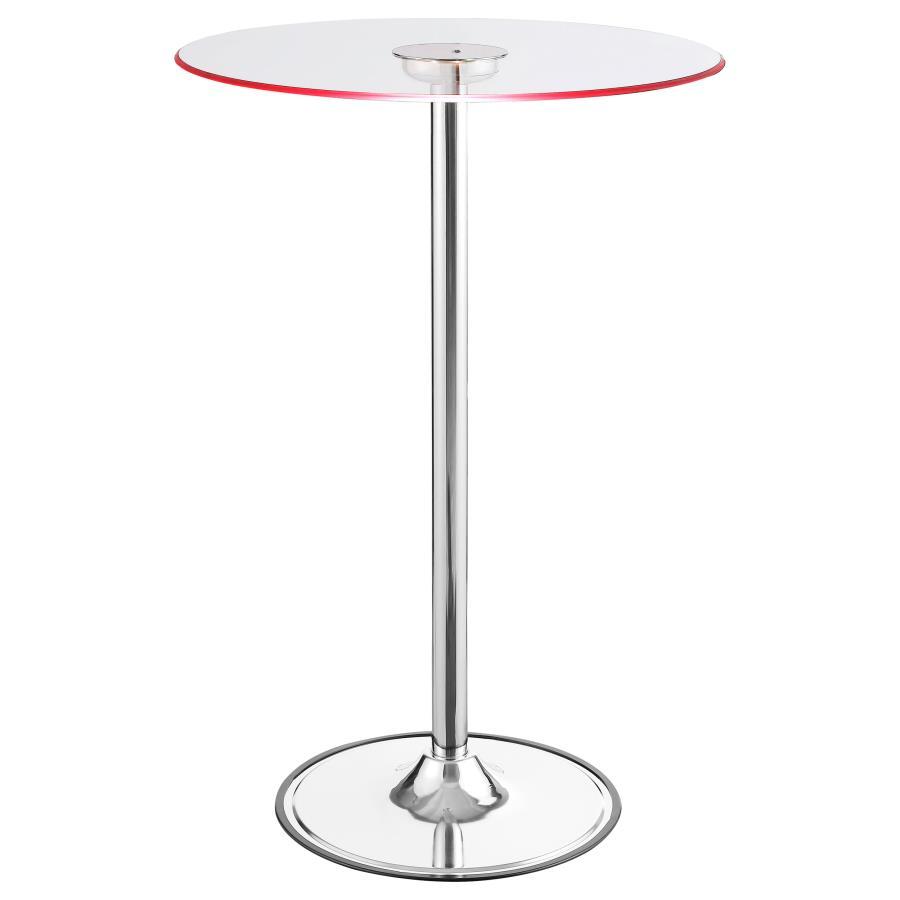 Thea - Round Glass Top LED Bistro Bar Table - Chrome CoasterEssence