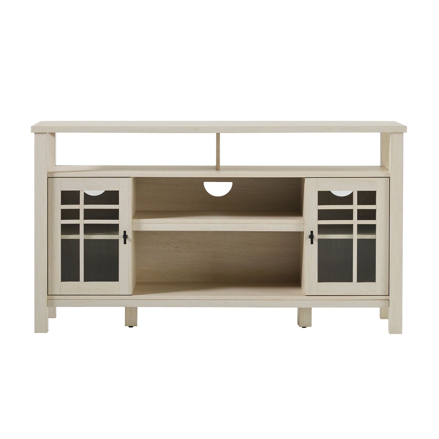Transitional 2 Door Sideboard With Windowpane Design - Ivory Oak Walker Edison