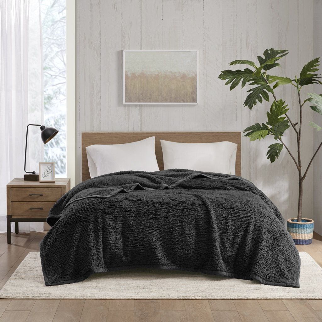 Burlington - Twin Berber Blanket - Black Woolrich