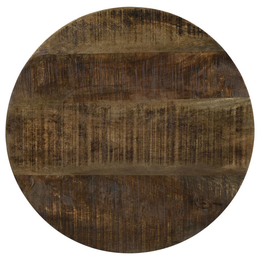 Aurora - Round Drum Base Accent Side Table - Natural And Black CoasterEssence