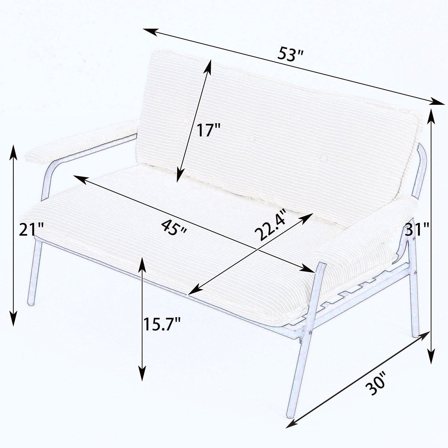 Modern Metal Frame Sofa With Sponge Filling For Compact Spaces And Versatile Use Home Essentials