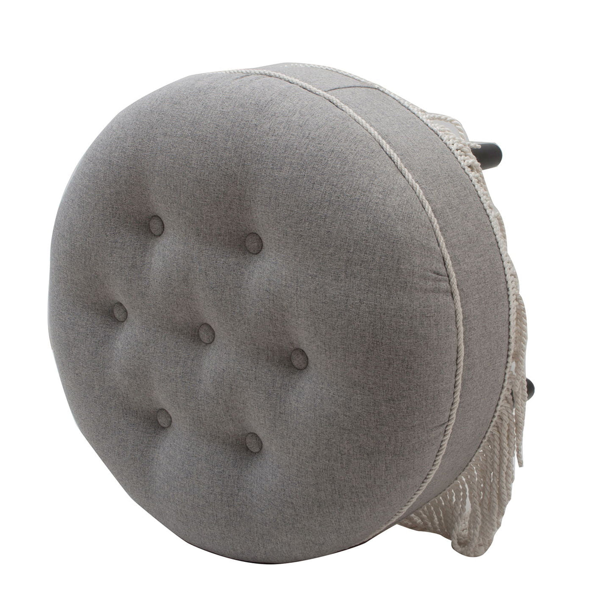 Yolanda - Round Upholstered Accent Ottoman - Gray Jennifer Taylor Home