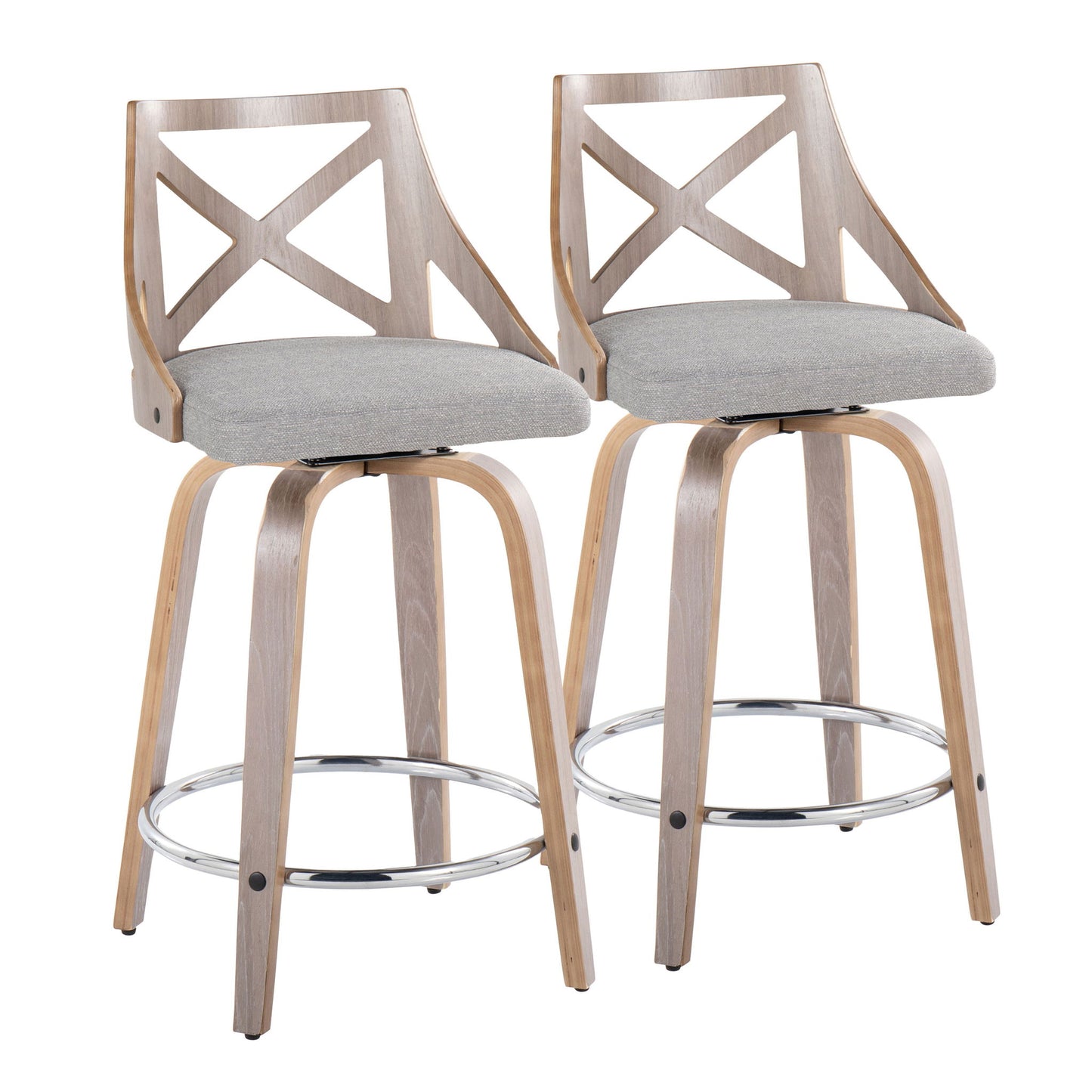 Charlotte - Farmhouse Fixed Height Counter Stool & Swivel With Round Footrest (Set of 2) Lumi Source