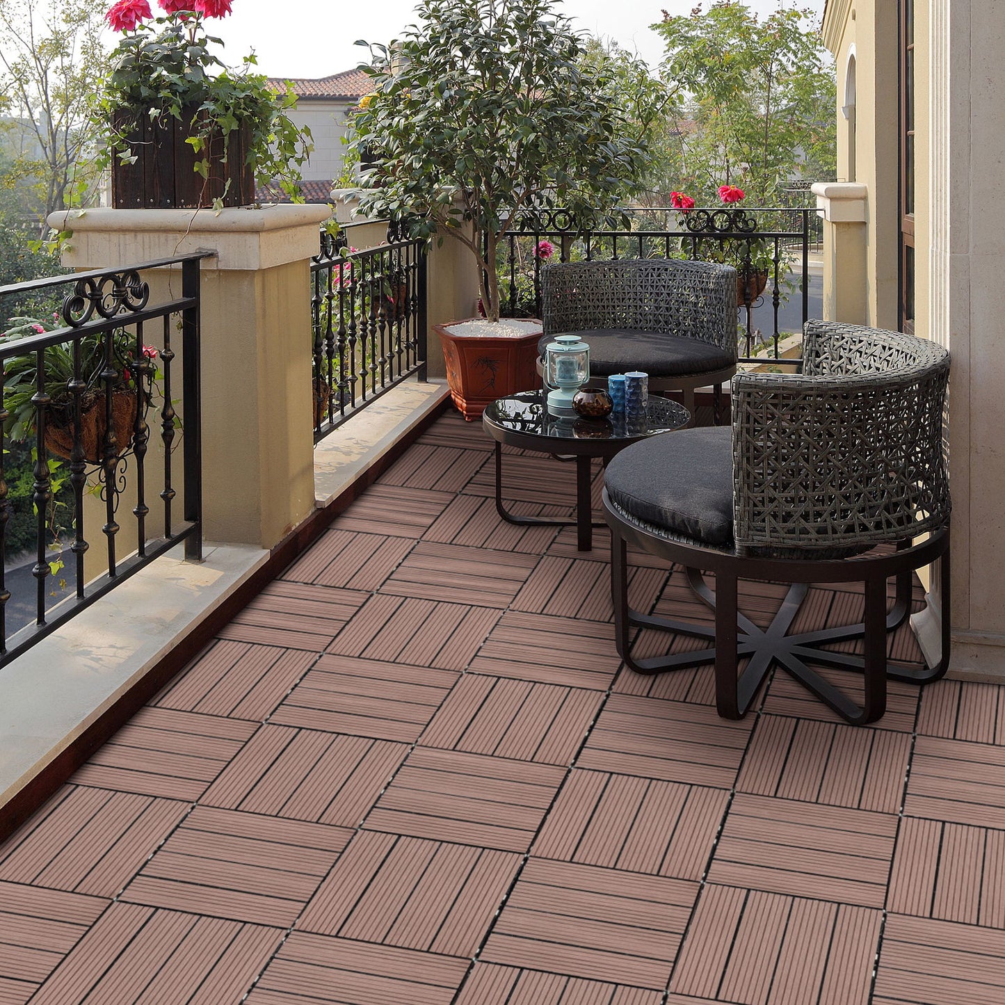 Wood Plastic Composite Deck Tiles, Sustainable Composite Decking Resist Rust, Water, Weather, Easy To Diy & Maintain Daily Nest
