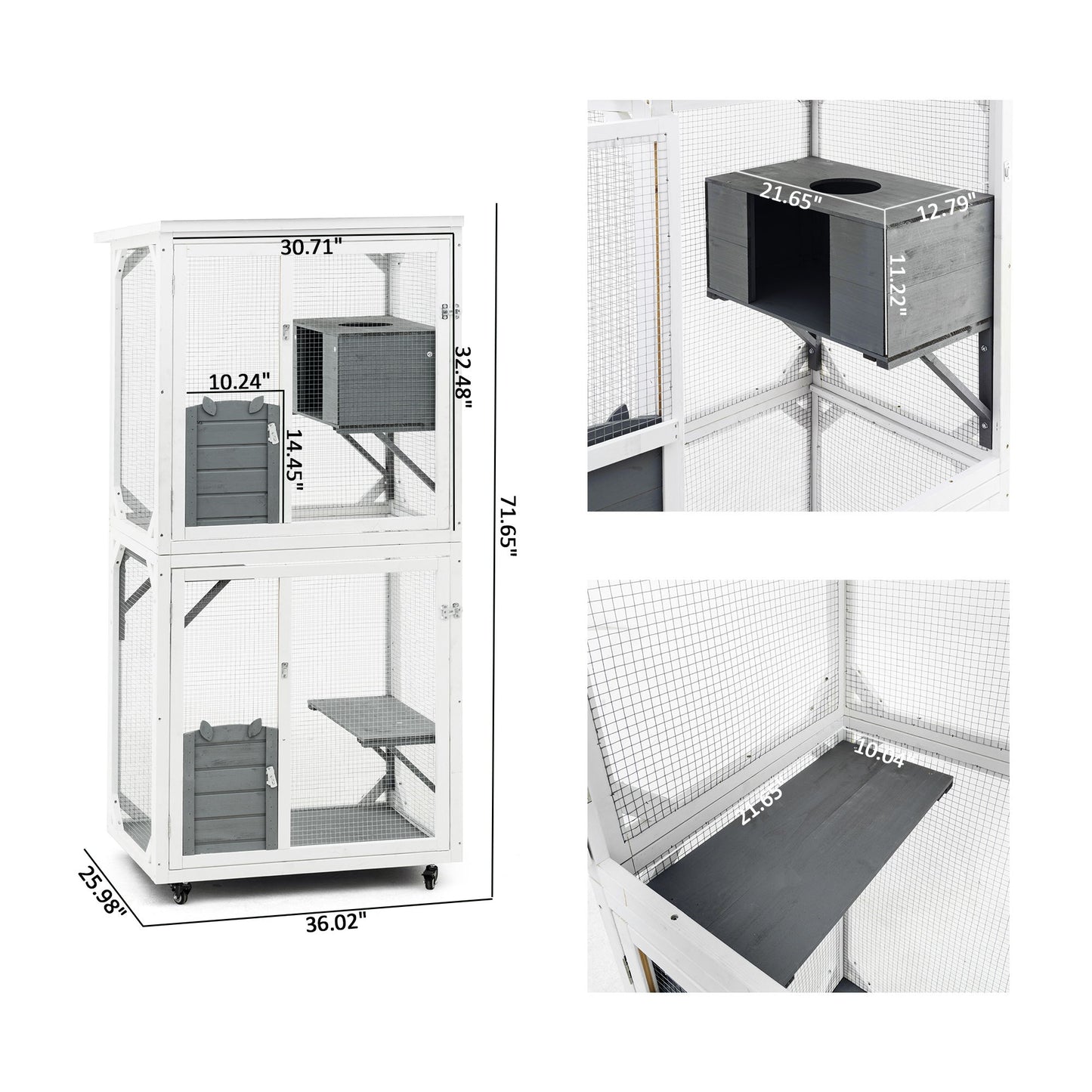 Xpt016 Outdoor Indoor Cat Pet Climbing Rack Play Cage Lovely Big Space - White Daily Nest