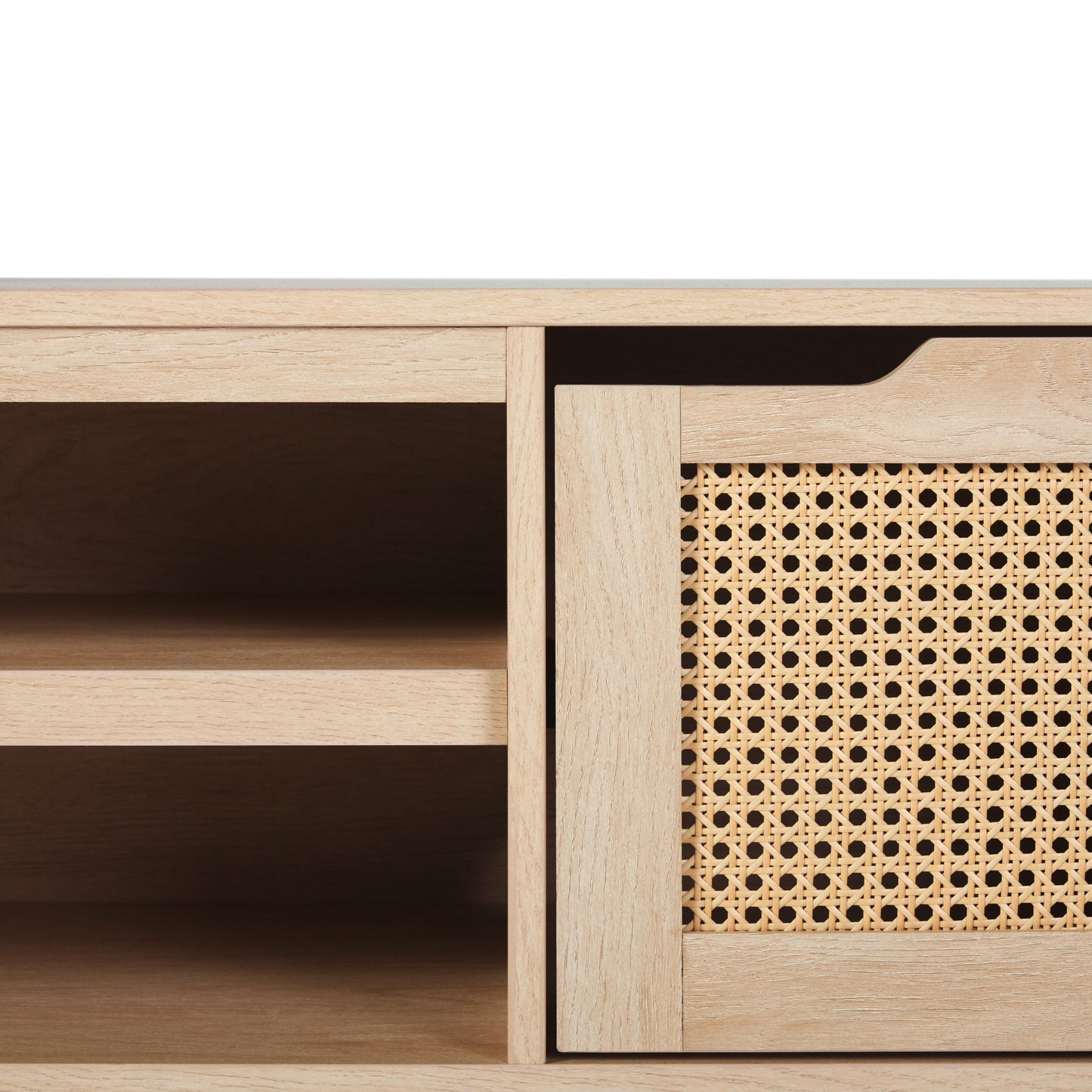 Modern Door Low TV Stand For TVs Up To 80" - Coastal Oak Walker Edison