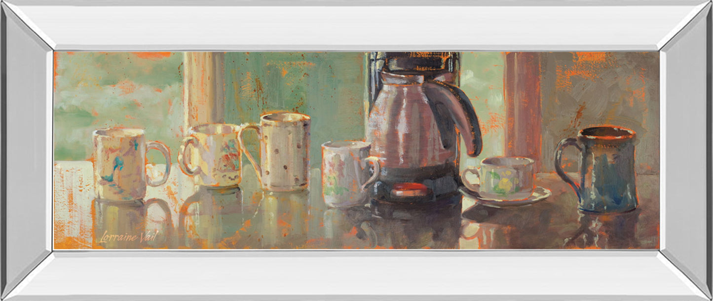 Gathering I By Lorraine Vail - Mirror Framed Print Wall Art - Dark Brown - Snoozhouse