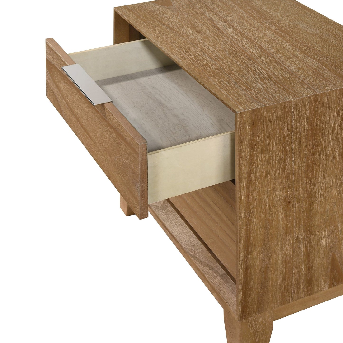 1 Piece 2 Drawer Nightstand - Natural Wood Home Essentials