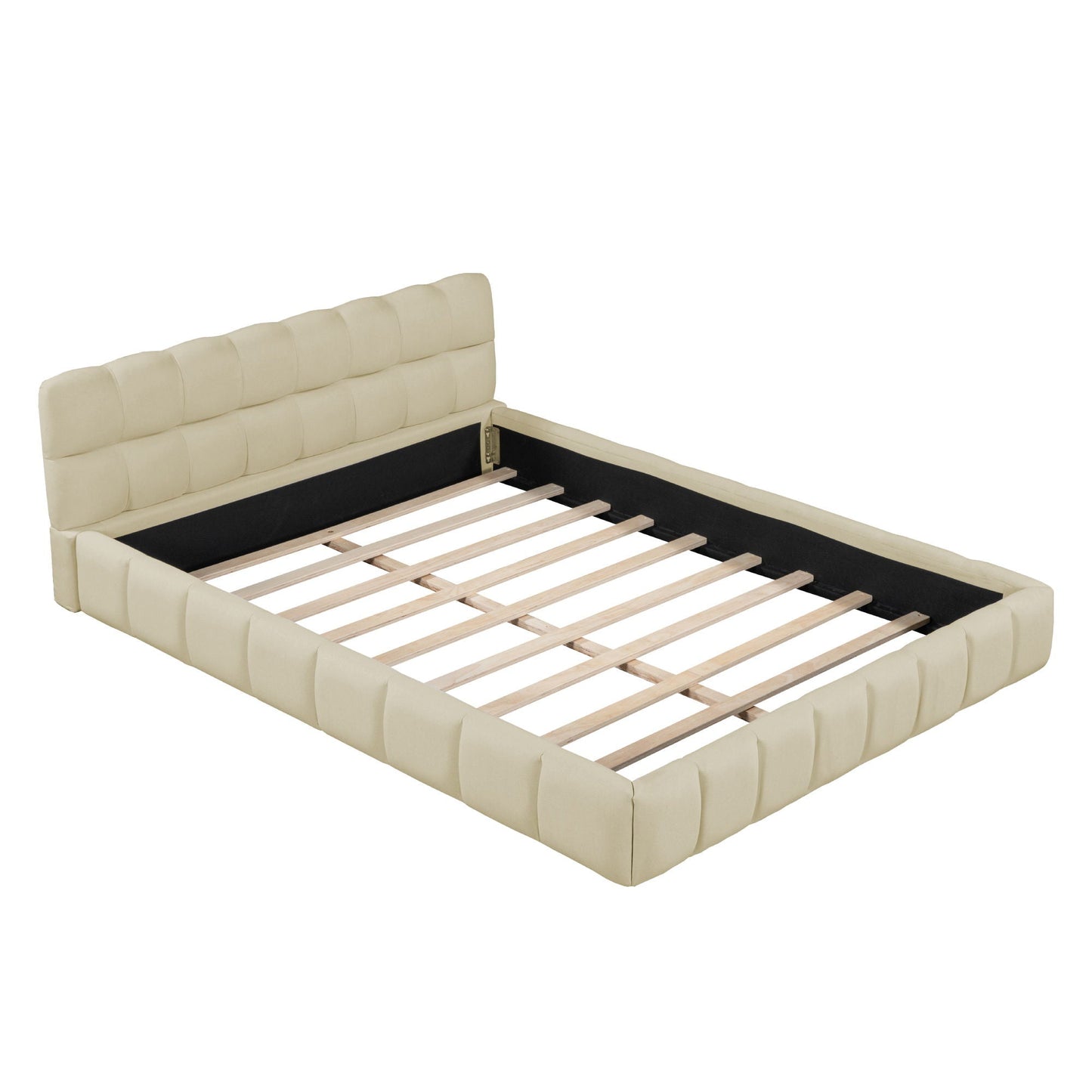 Upholstered Platform Bed With Thick, Grounded Bed With Solid Frame Halcyon Home