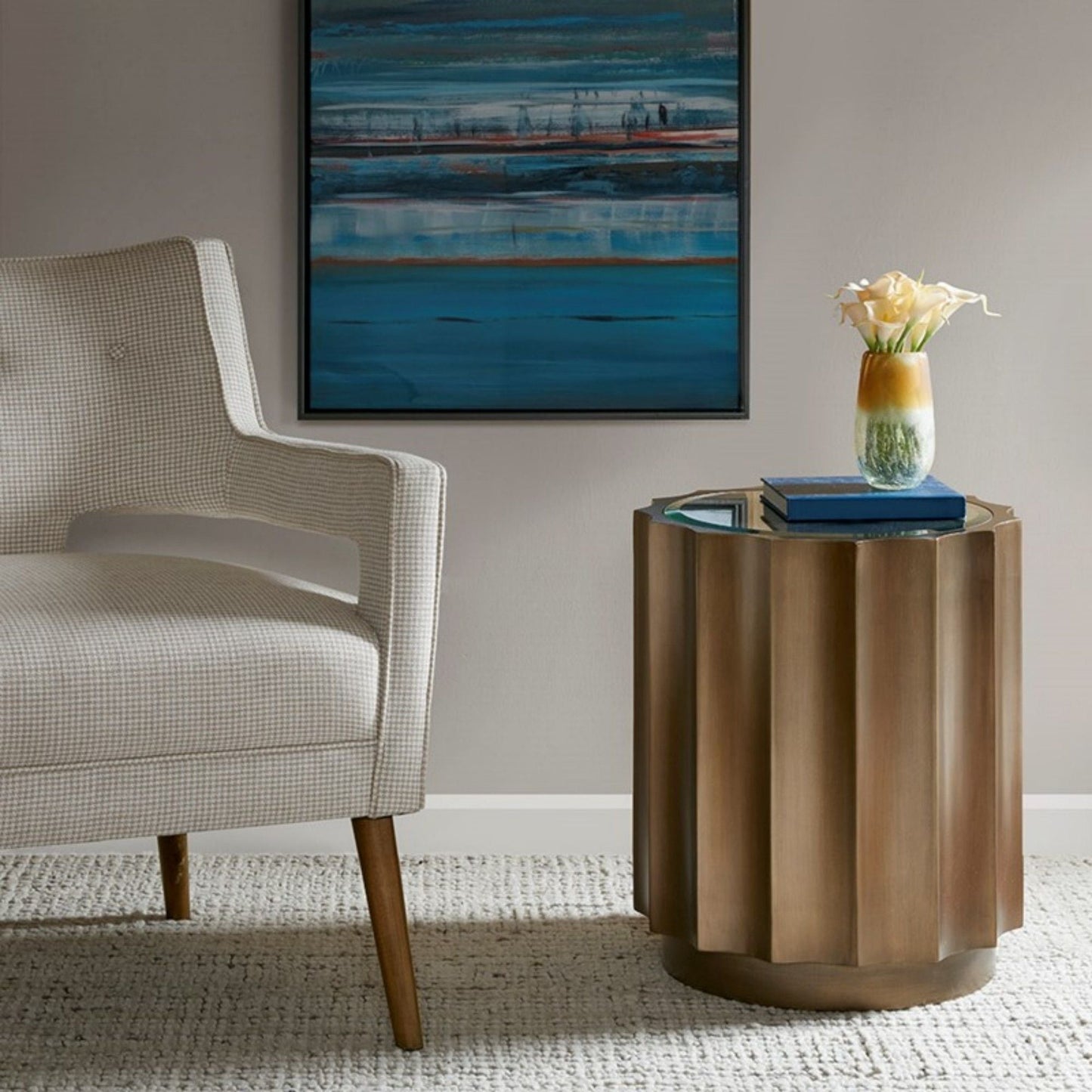 Valentina - Accent Table With Scalloped Edge Design - Bronze JLA