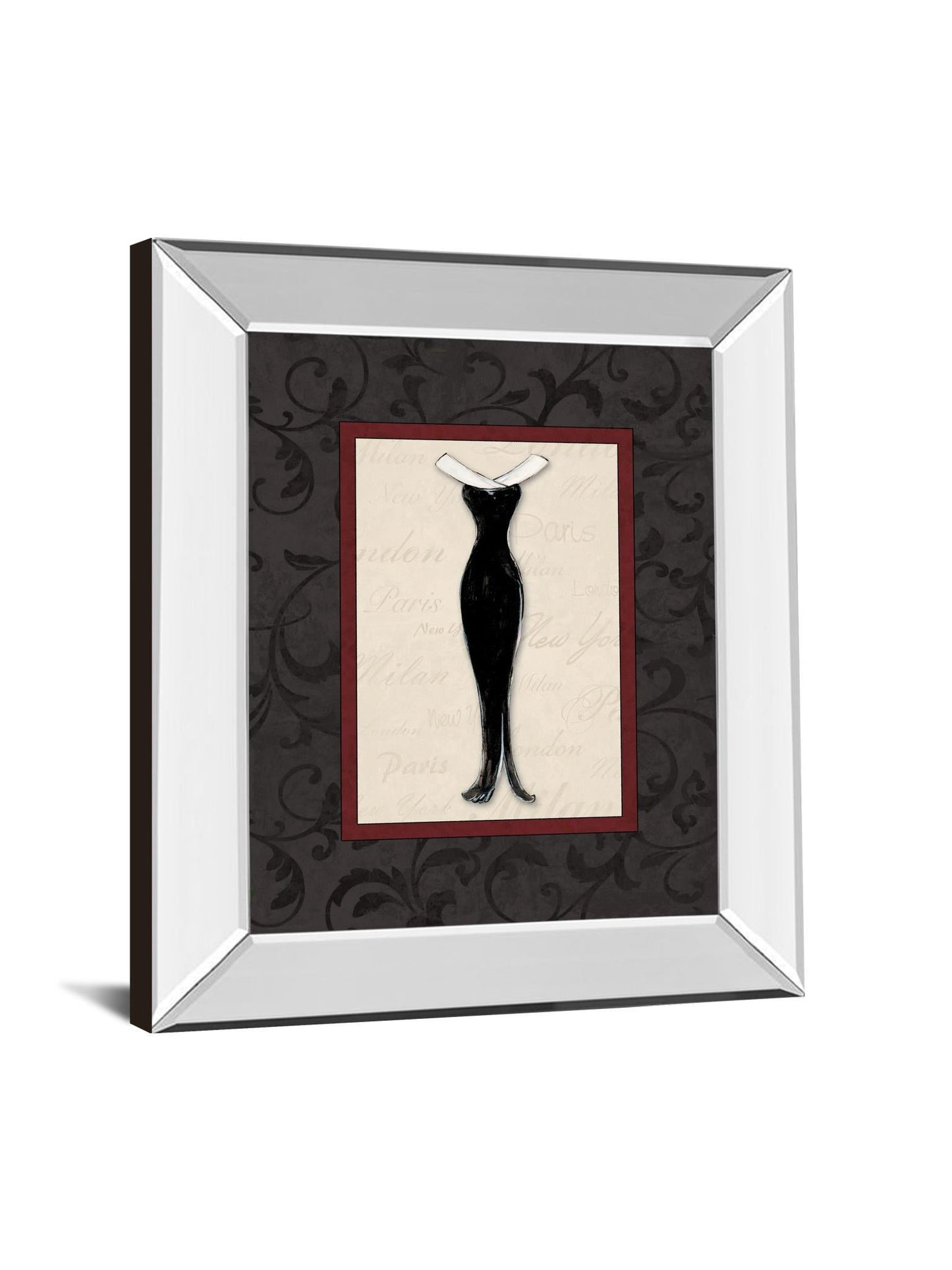 Fashion Dress I By Susan Osbourne Mirror Framed Print Wall Art - Black - Snoozhouse