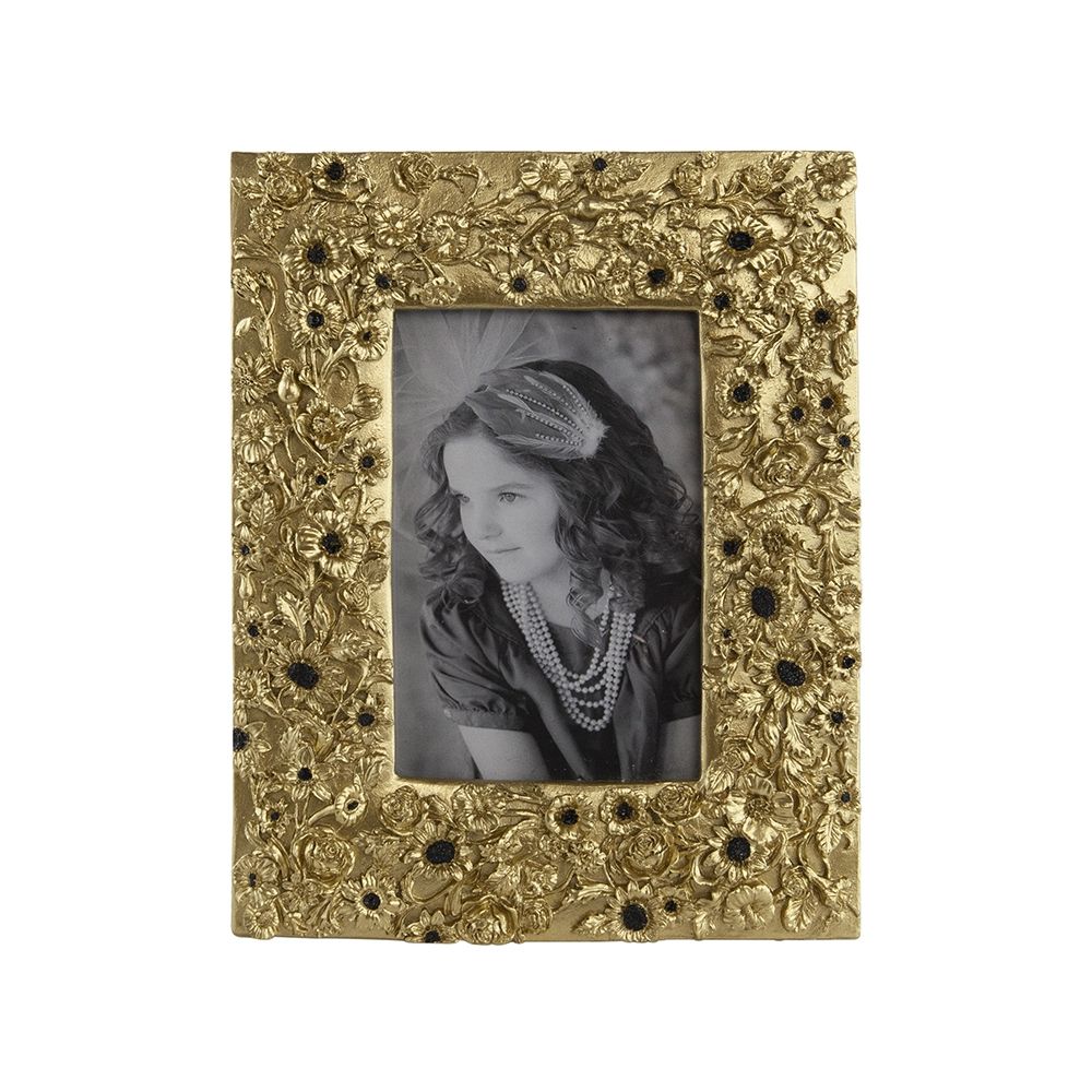 Vintage Photo Frame With Flower Design - Gold / Black Daily Nest