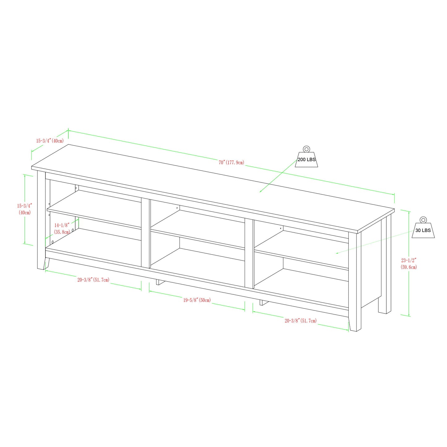 Modern Transitional 3 Shelf Open Storage 70" TV Stand For 80" TVs - Brown Walker Edison
