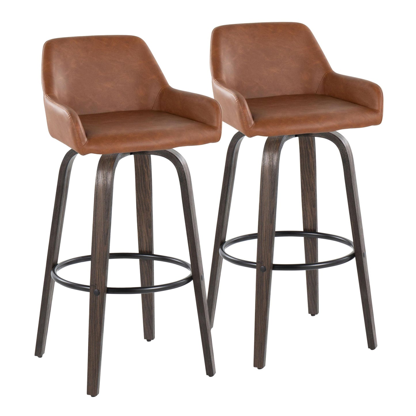 Daniella - Contemporary Fixed Height, Barstool With Swivel With Round Footrest (Set of 2) Lumi Source