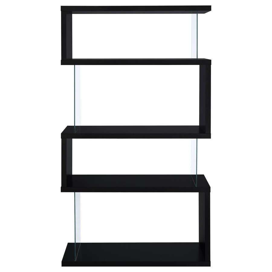 Emelle - 4-Shelf Glass Panel Bookshelf CoasterEveryday