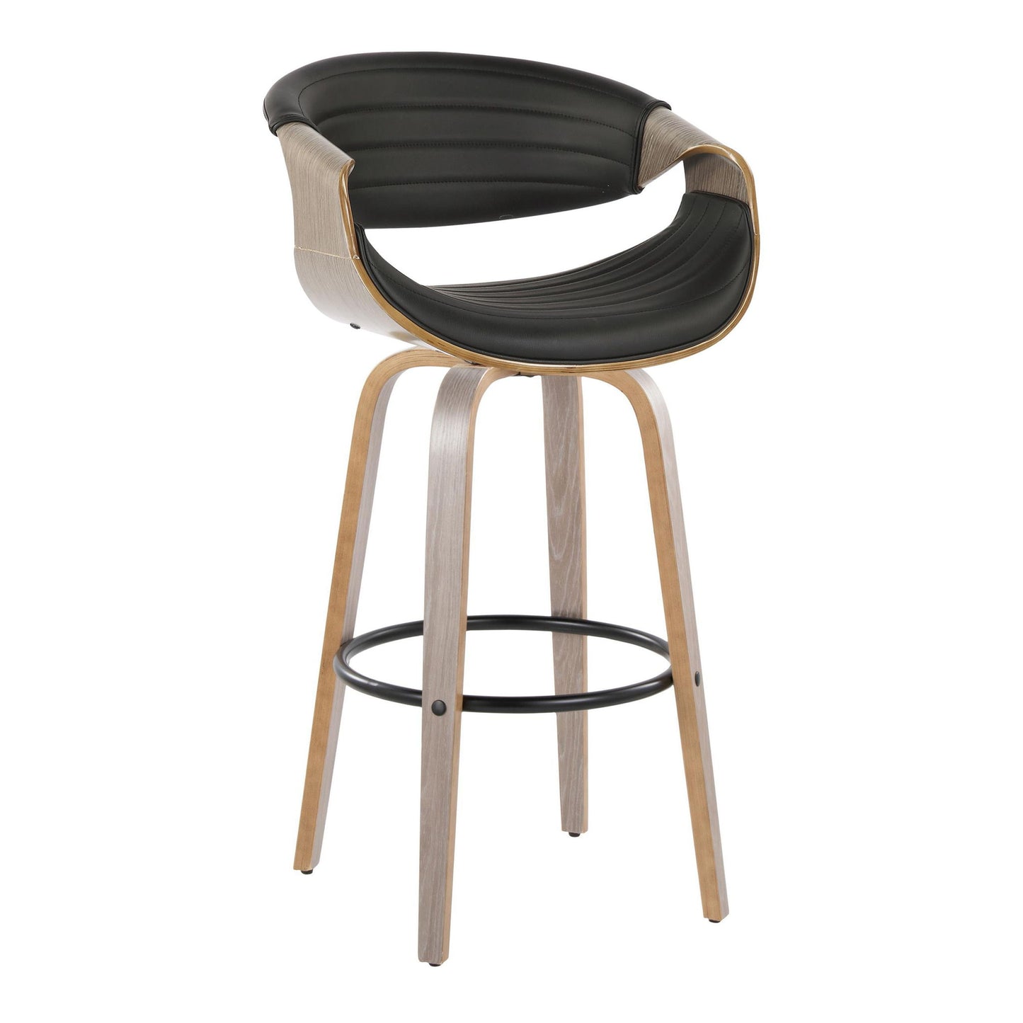 Symphony - Mid-Century Modern Fixed Height Barstool With Swivel With Round Footrest (Set of 2) Lumi Source