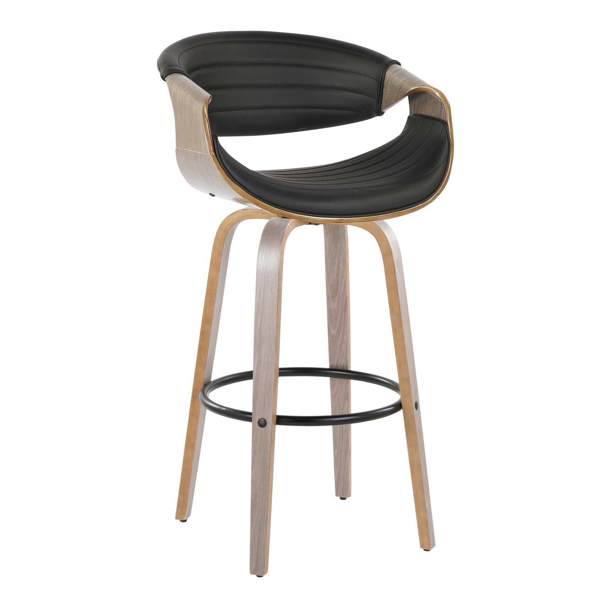 Symphony - Mid-Century Modern Fixed Height Barstool With Swivel With Round Footrest (Set of 2) Lumi Source