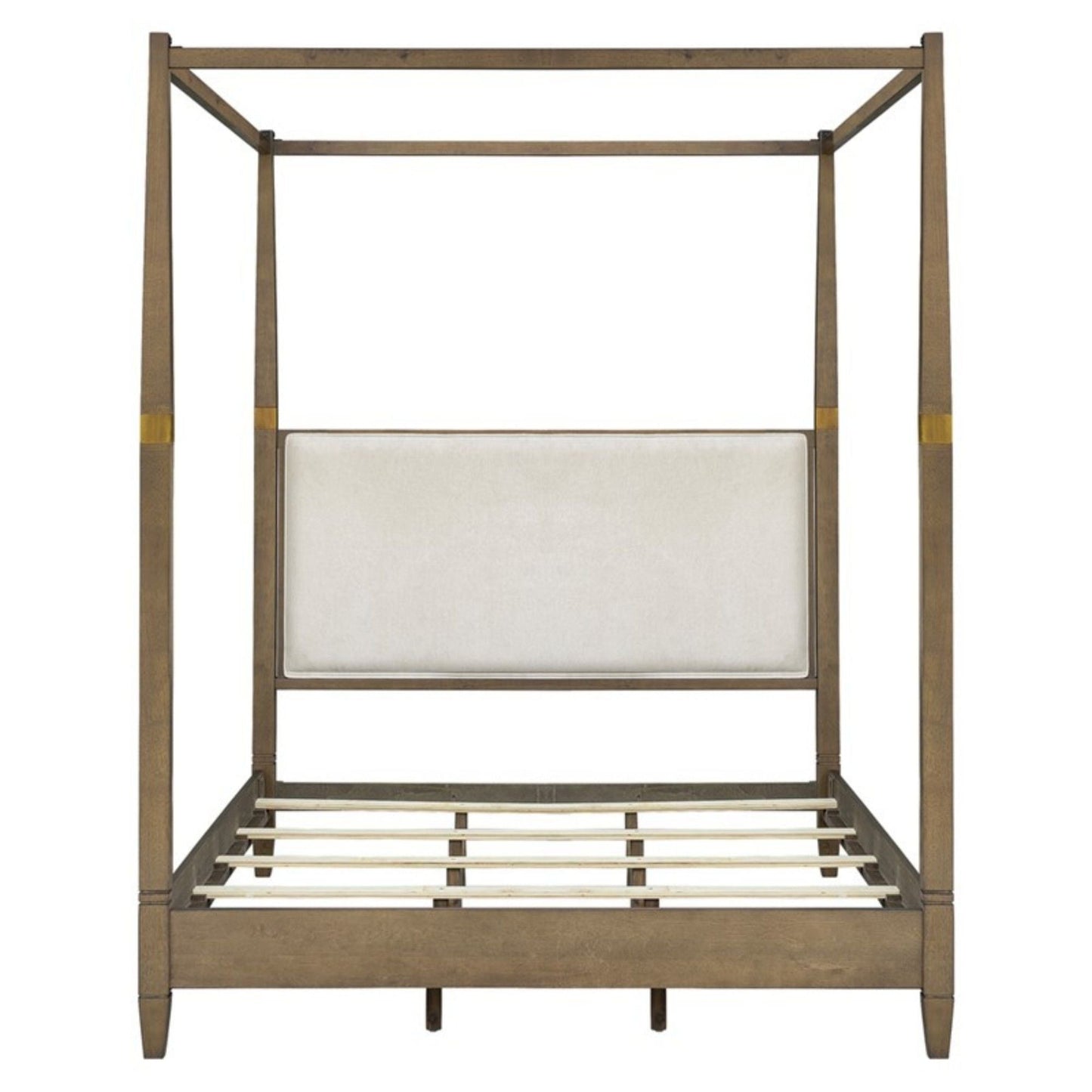 Queen Canopy Bed Frame With Upholstered Headboard - Brown JLA