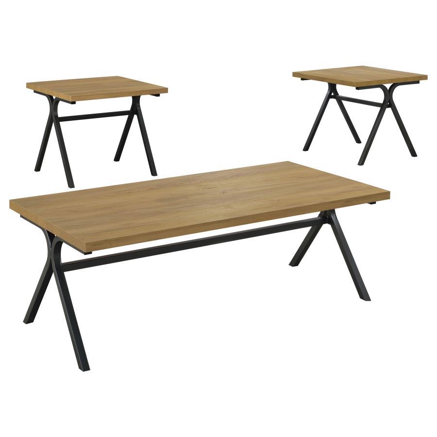 Colmar - 3 Piece Engineered Wood Coffee Table Set - Golden Oak CoasterEssence