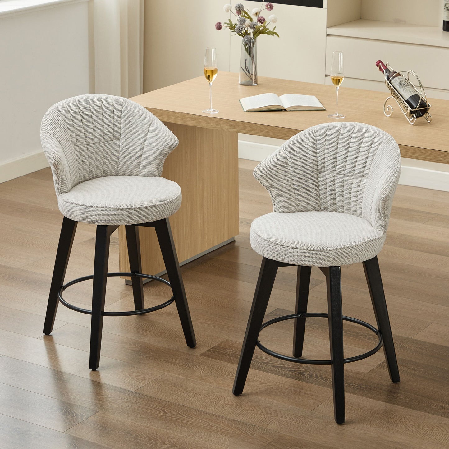Wing Back Swivel Bar Stools (Set of 2) Home Essentials