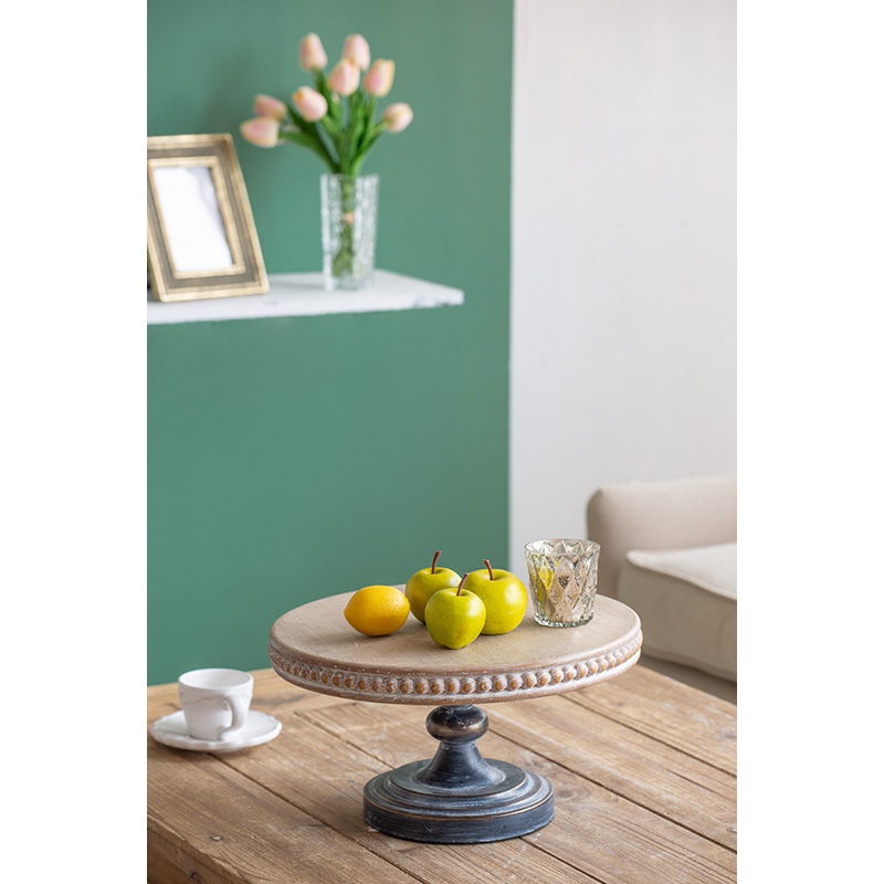 Wooden Display Stand With Beaded Trim - Black Brown Daily Nest