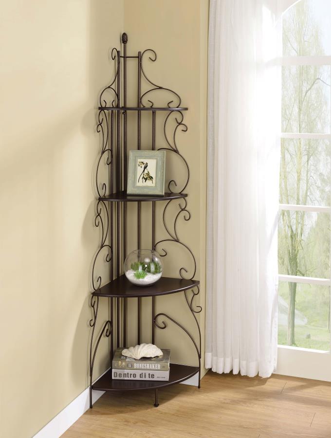 Poppy - 4-Shelf Corner Bookshelf - Copper And Cappuccino CoasterEveryday