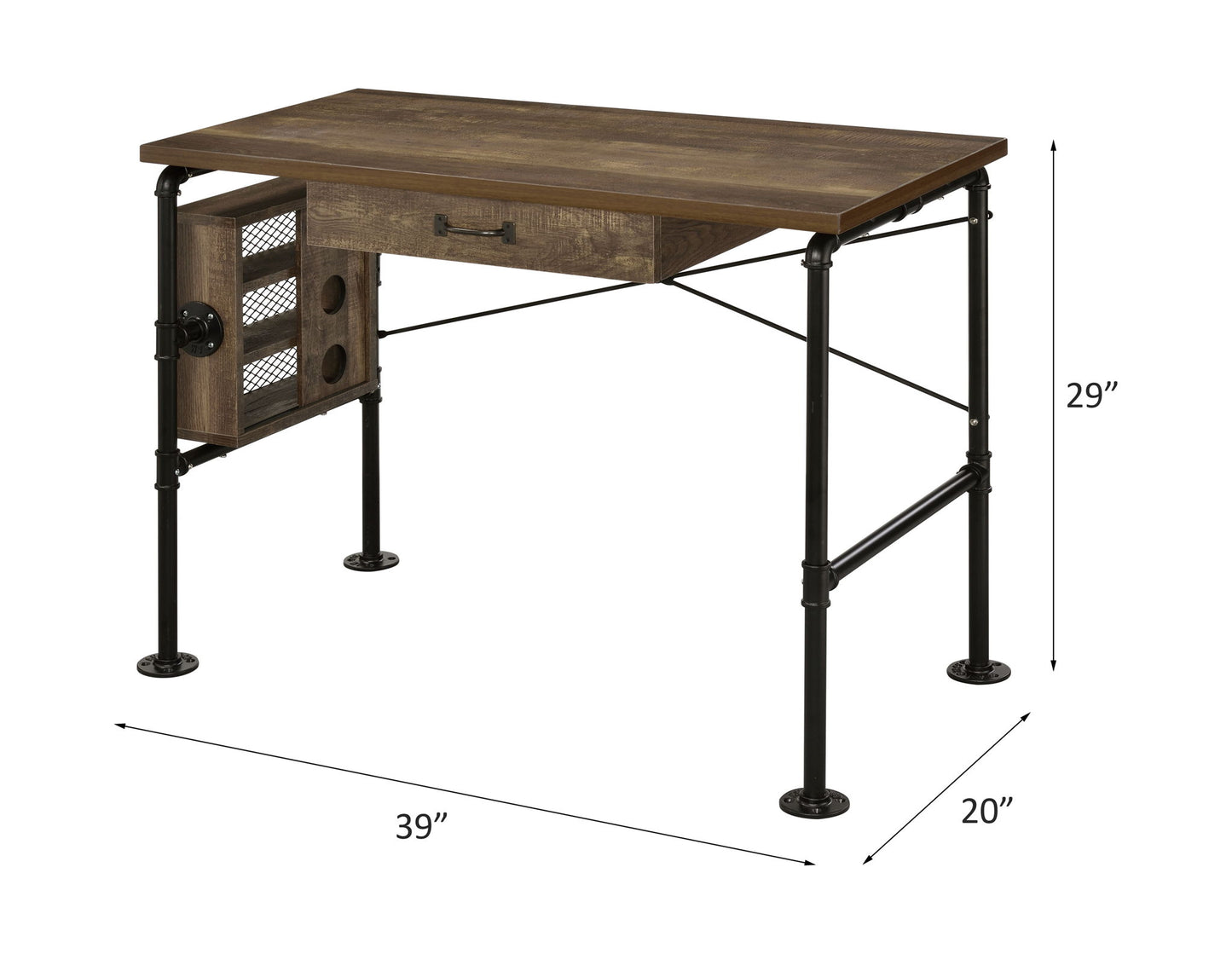 Endang - Writing Desk - Weathered Oak / Black Acme