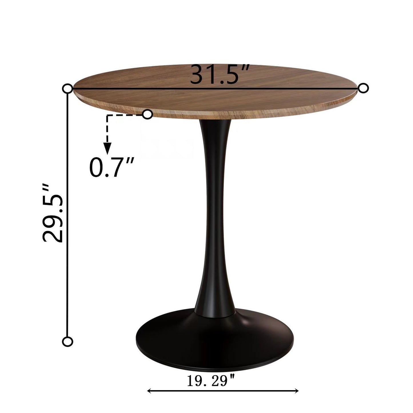 Mid-Century Round Dining Table With Pedestal Base For 2 - 4 People Home Essentials