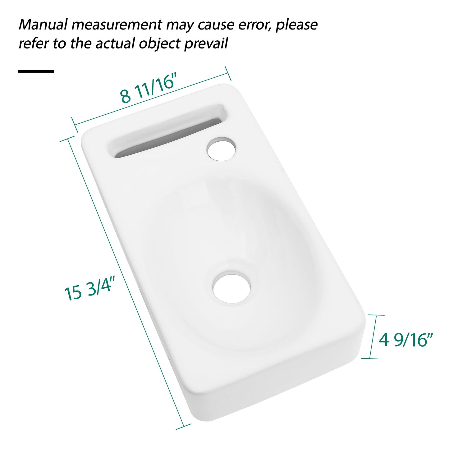 Rectangle, Wall Mount Bathroom Sink & Single Faucet Hole - White Daily Nest