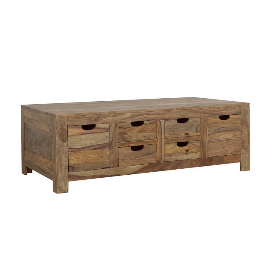Esther - 6-Drawer Solid Wood Coffee Table - Natural CoasterElevations