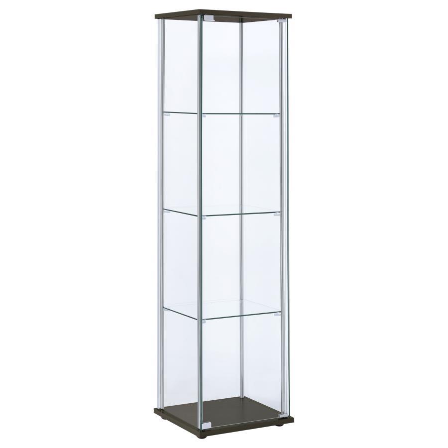 Bellatrix - 4-Shelf Clear Glass Curio Cabinet CoasterEveryday