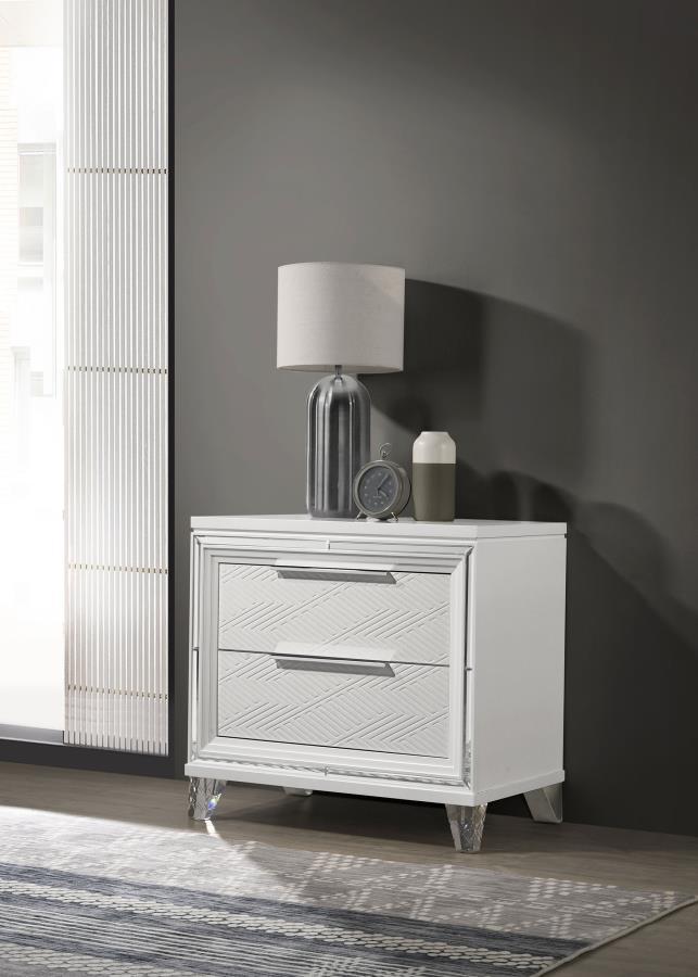 Marmore - 2-Drawer Nightstand Bedside Table - White Coaster Fine Furniture