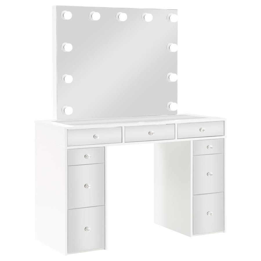 Regina - Makeup Vanity Table Set With Lighting - White Coaster Fine Furniture
