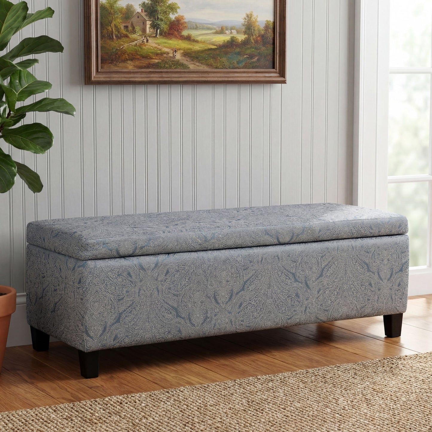 Indoor Storage Ottoman Bench With Hidden Storage - Pattern Noble House