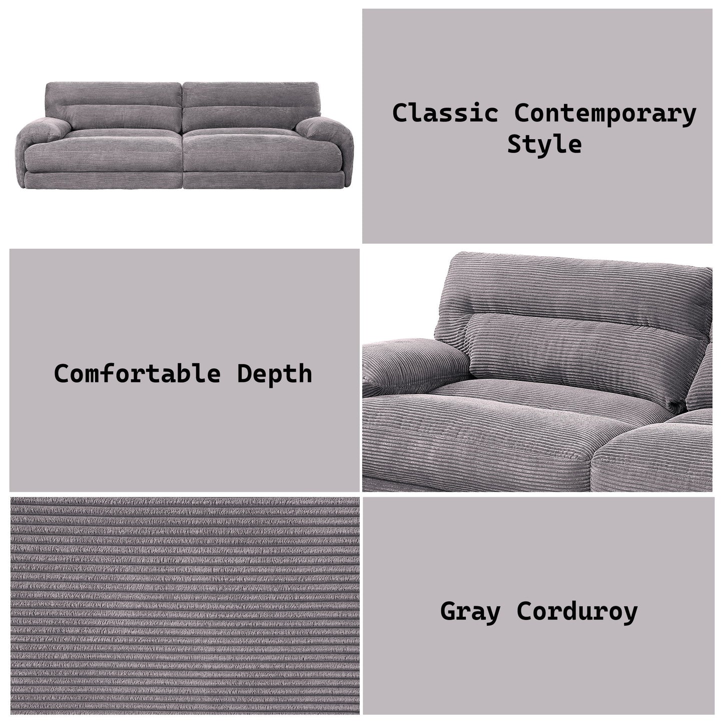 Cadenza - Corduroy Loveseat - Gray Acme