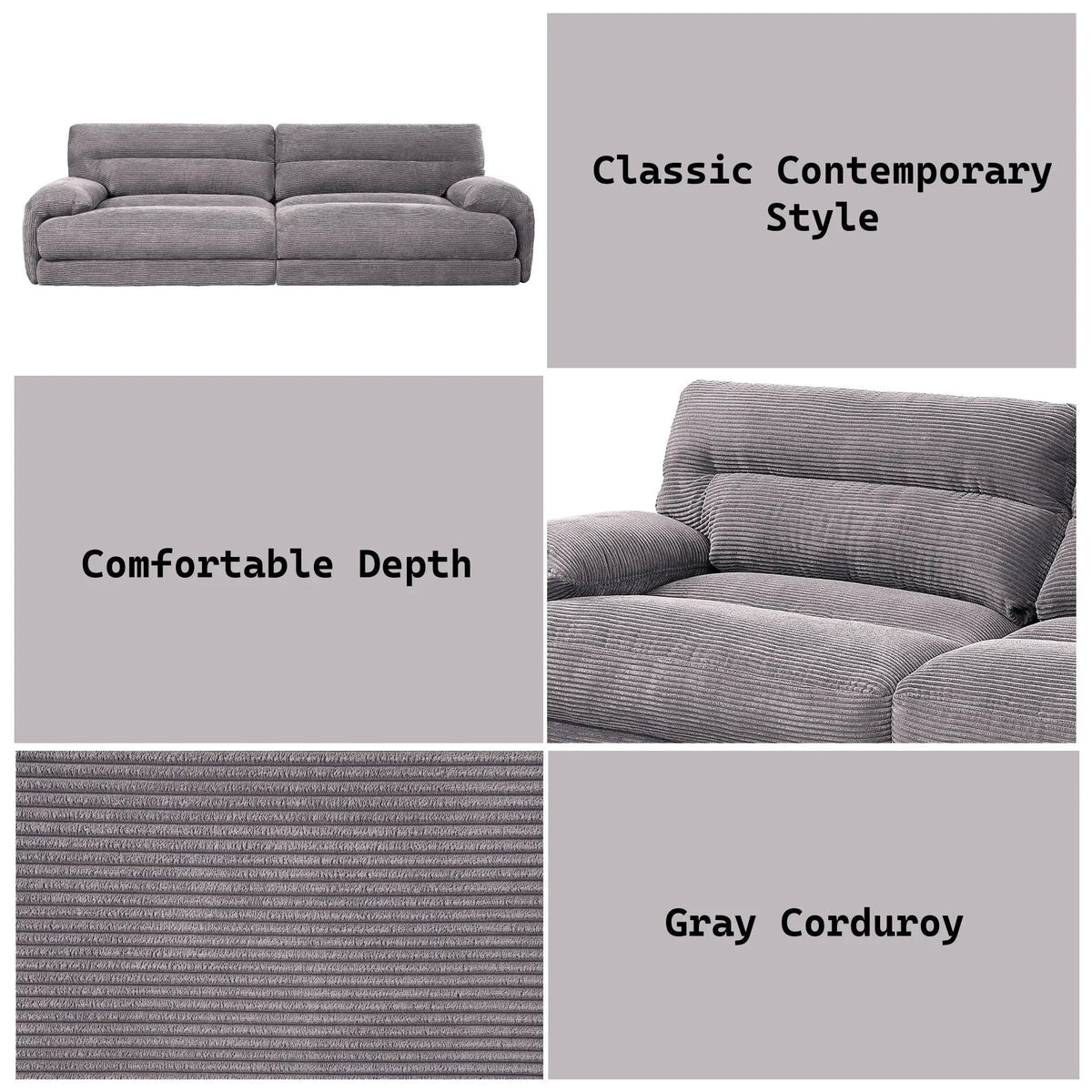 Cadenza - Corduroy Loveseat - Gray Acme