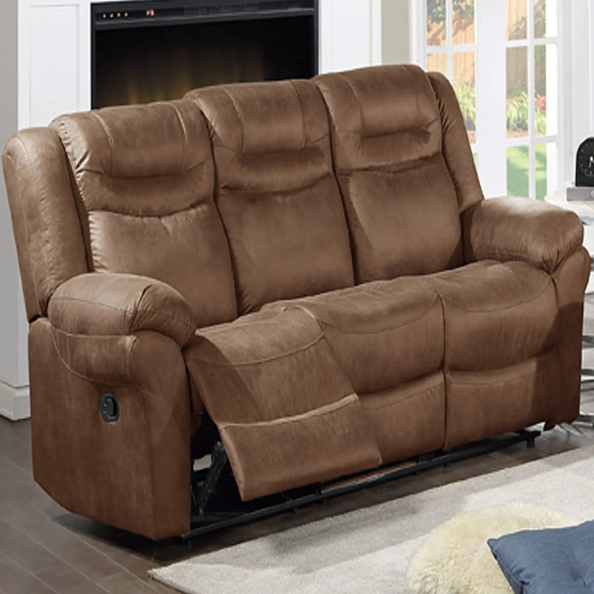Power Reclining Sofa With USB Port Upholstered Pillow Arms And Headrest - Brown Home Essentials