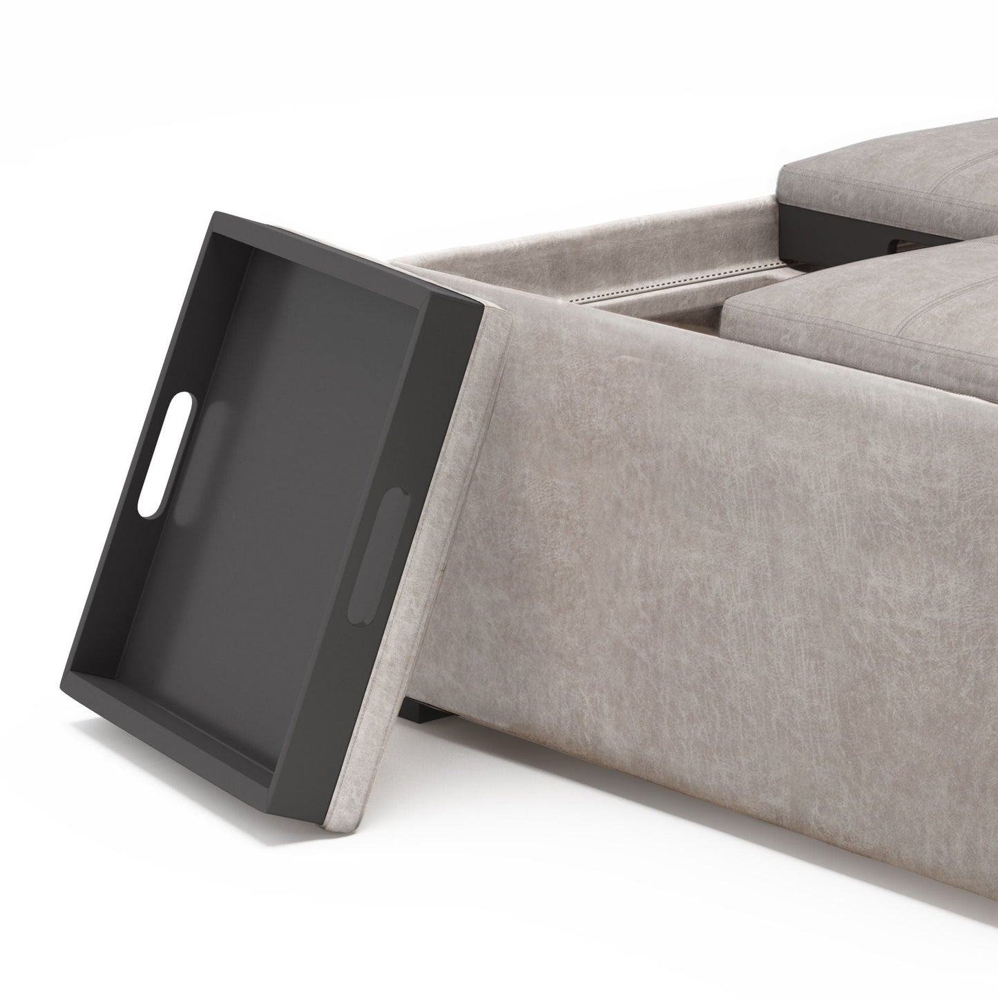Avalon - Square Coffee Table, Storage Ottoman Simpli-Home