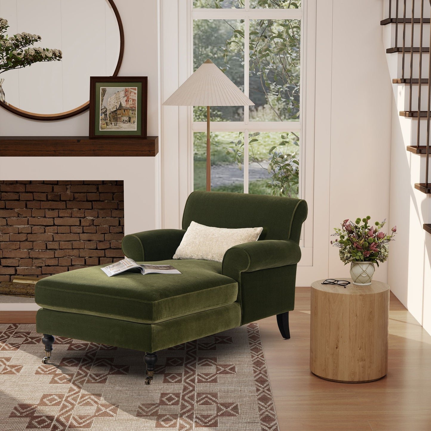Alana Lawson - Chaise Lounge Chair - Olive Green Jennifer Taylor Home