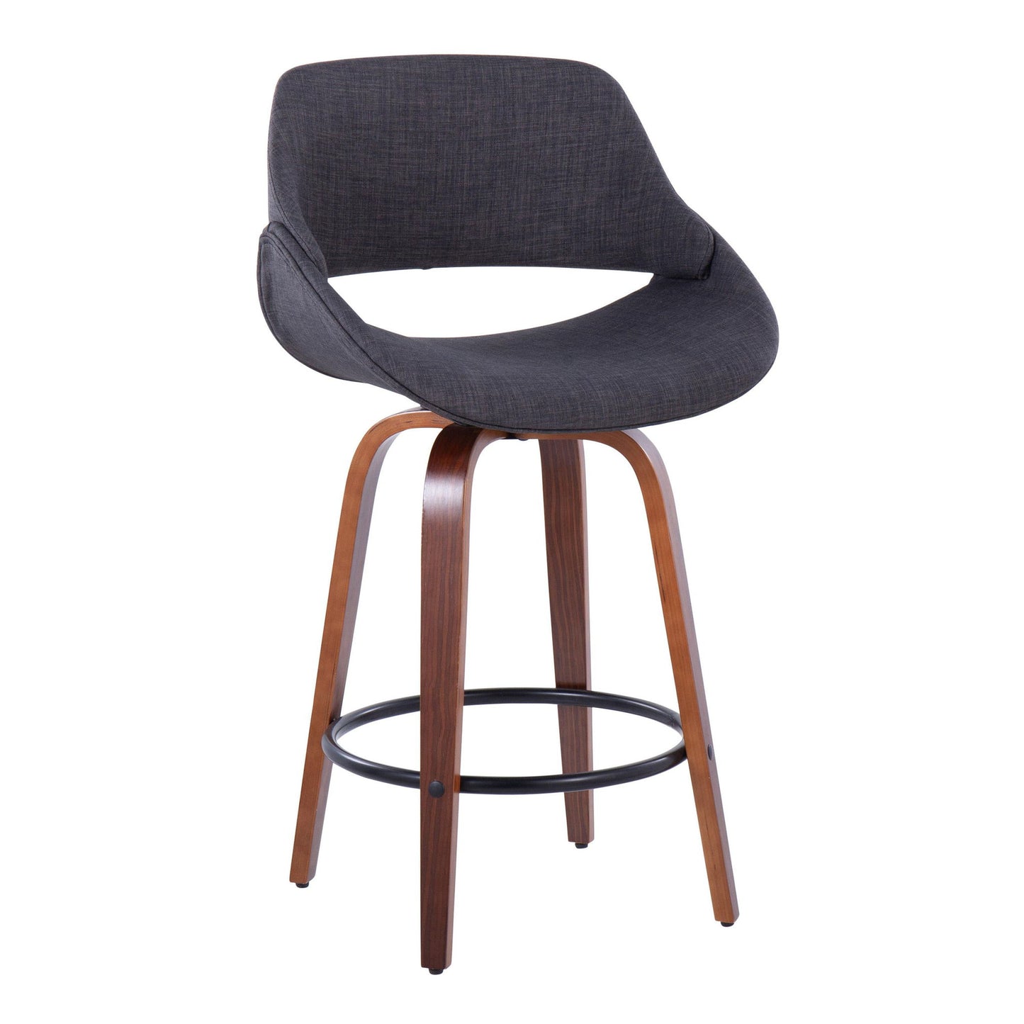 Fabrico - Mid Century Modern Fixed Height Counter Stool & Round Footrest (Set of 2) Lumi Source